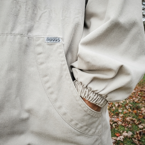 VINTAGE Raggs Oversized Beige Hooded Dolman Jacket with Red Plaid Accent - Picture 6 of 6